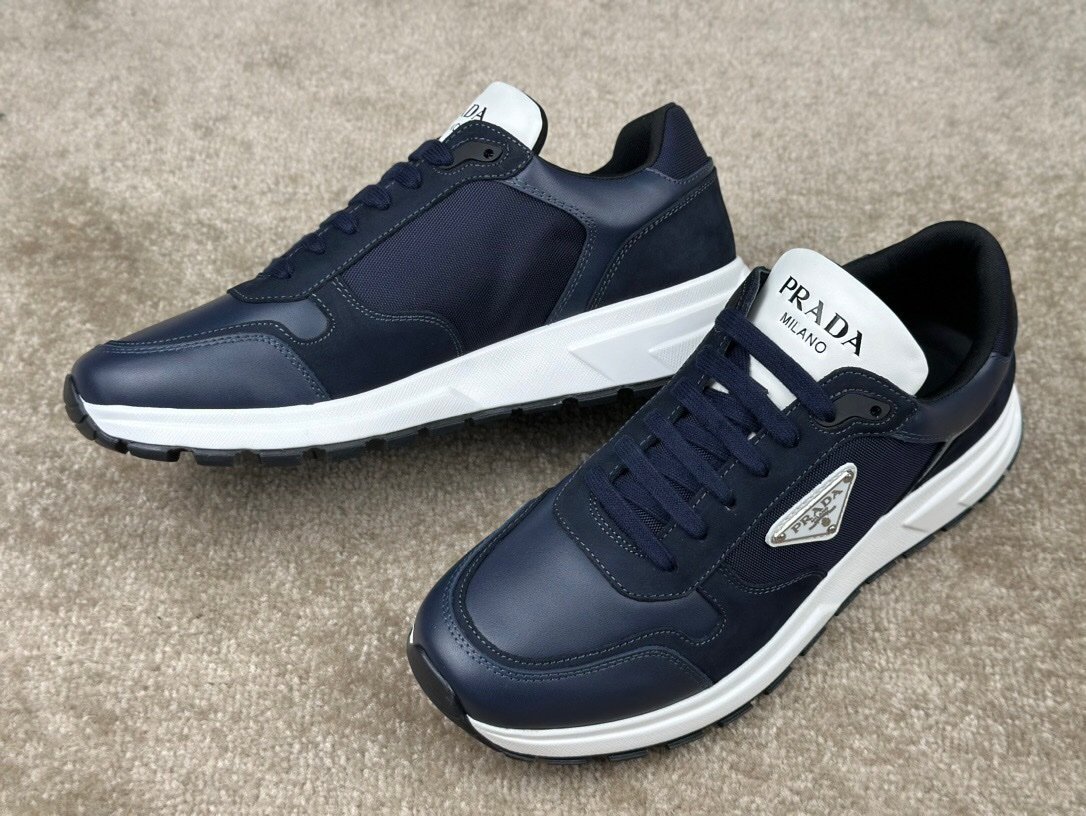 Prada Leather & Re-Nylon Navy White - Afbeelding 5