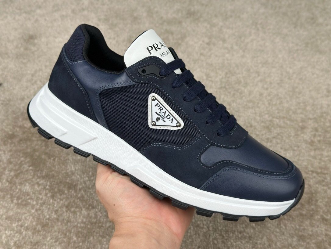 Prada Leather & Re-Nylon Navy White - Afbeelding 6