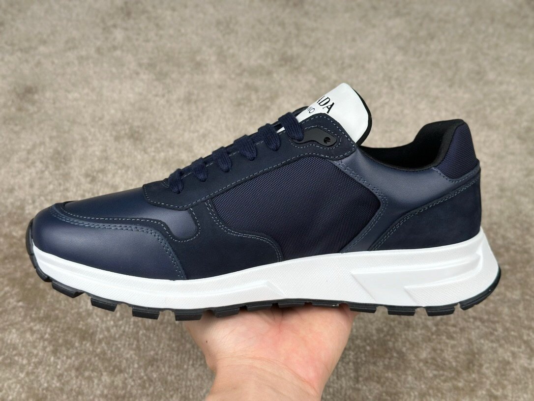 Prada Leather & Re-Nylon Navy White - Afbeelding 7