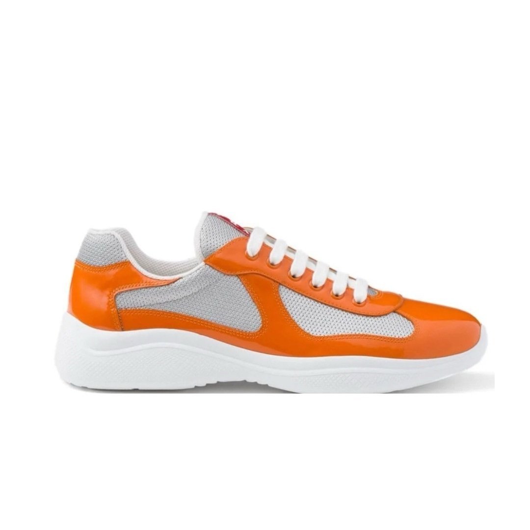 Prada Americas Cup Orange Grey Trainers