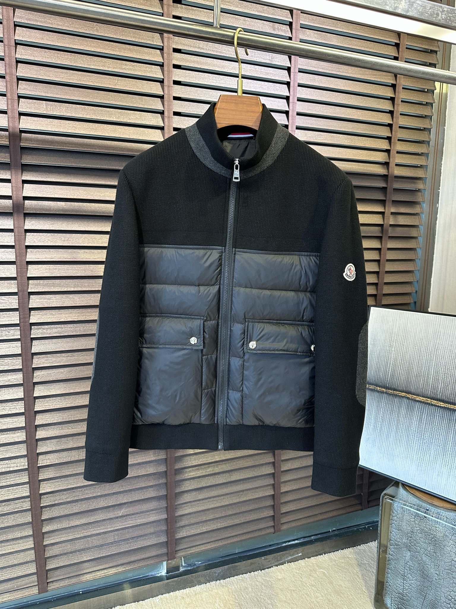 Moncler Knitted Padded Cardigan Jacket Black - Afbeelding 2