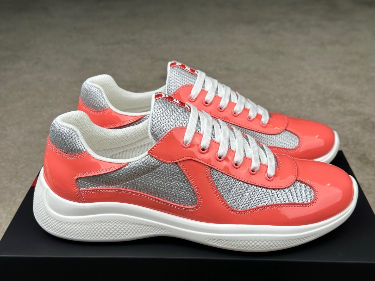 Prada Americas Cup Coral Silver Trainers - Afbeelding 2
