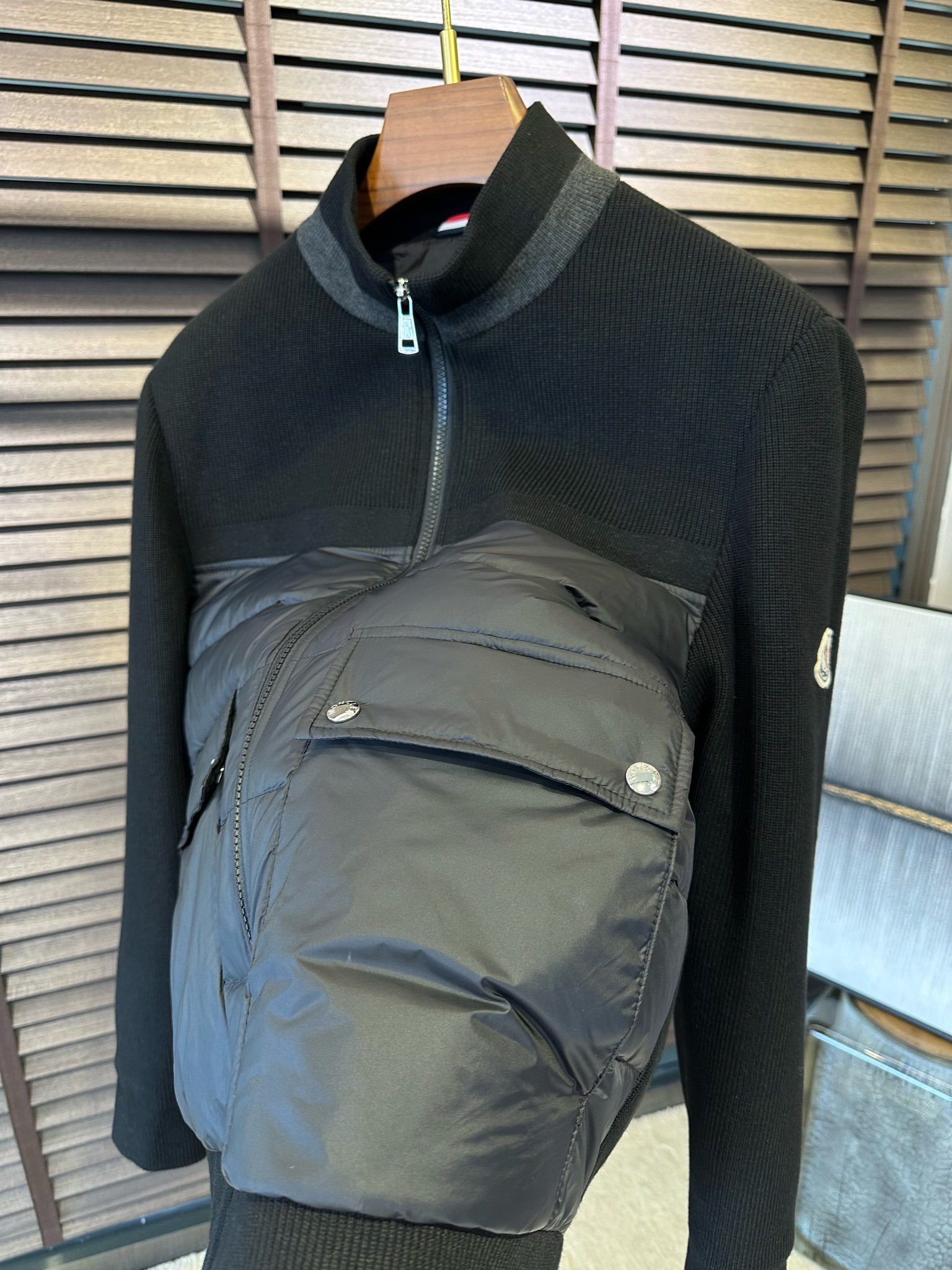 Moncler Knitted Padded Cardigan Jacket Black - Afbeelding 3