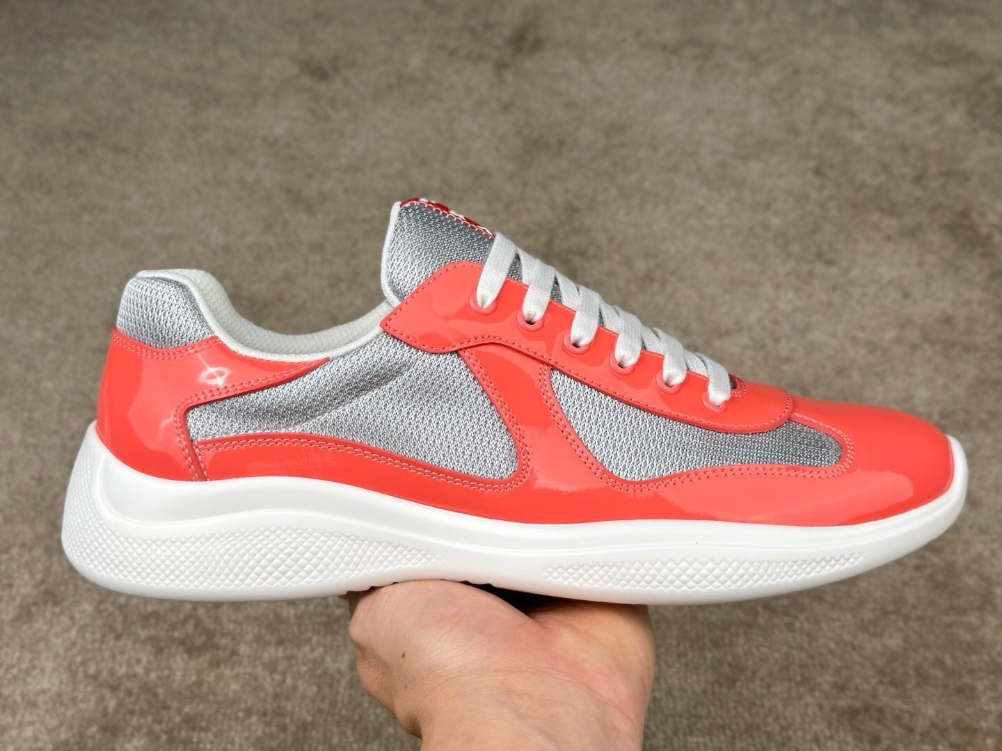 Prada Americas Cup Coral Silver Trainers - Afbeelding 4