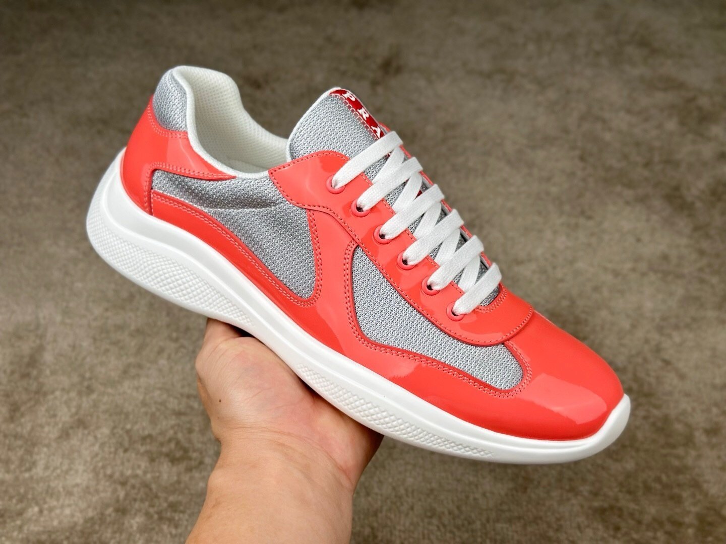 Prada Americas Cup Coral Silver Trainers - Afbeelding 5