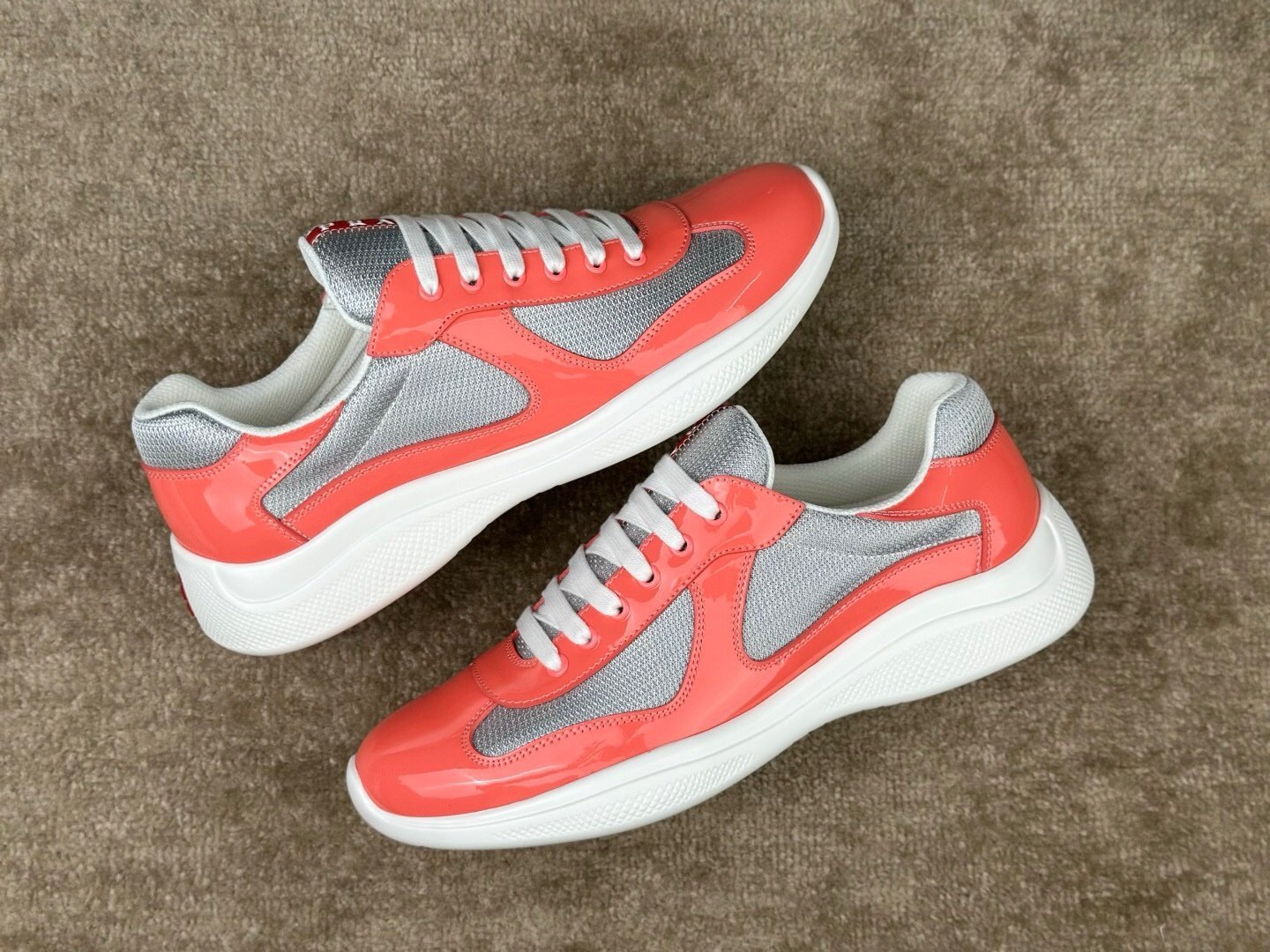 Prada Americas Cup Coral Silver Trainers - Afbeelding 7