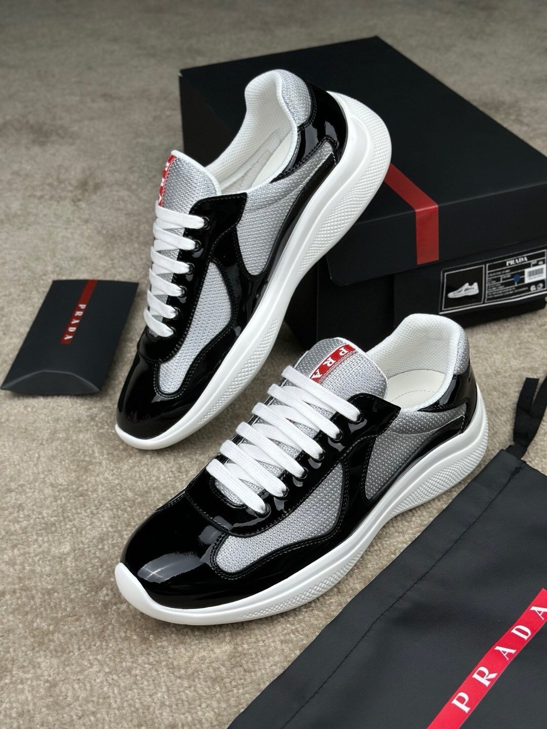 Prada Americas Cup Navy Grey Trainers Classic - Afbeelding 4