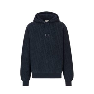 Dior Oblique Relaxed Fit Hooded Sweatshirt Navy Blue