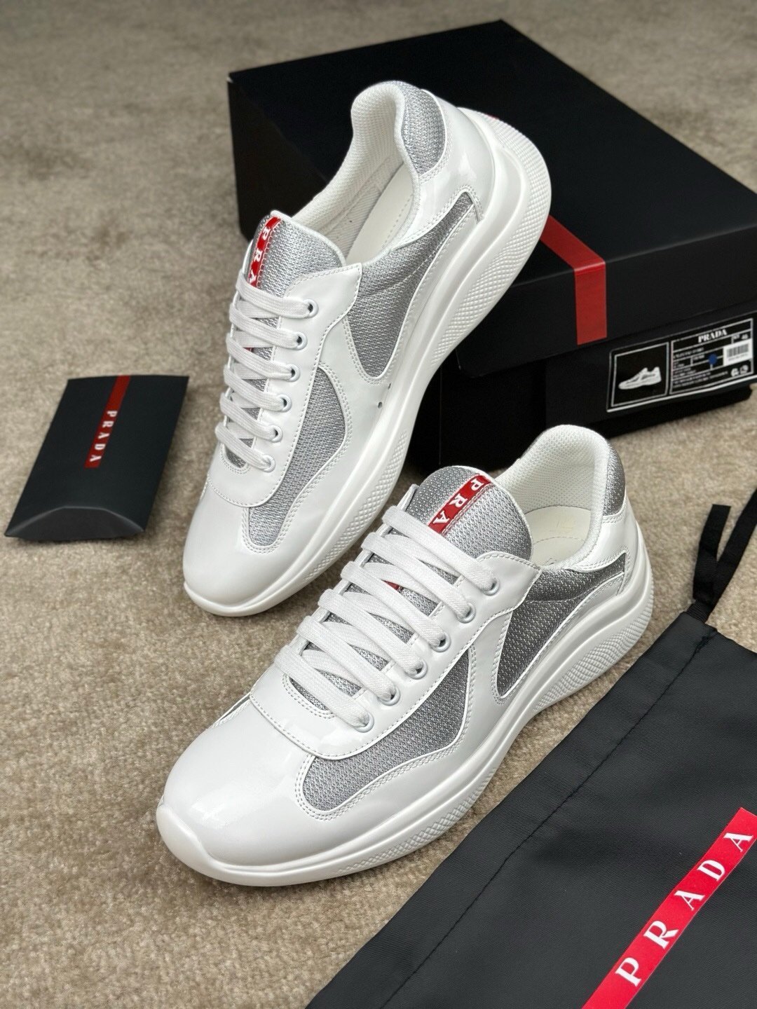 Prada Americas Cup White Grey Trainers - Afbeelding 4