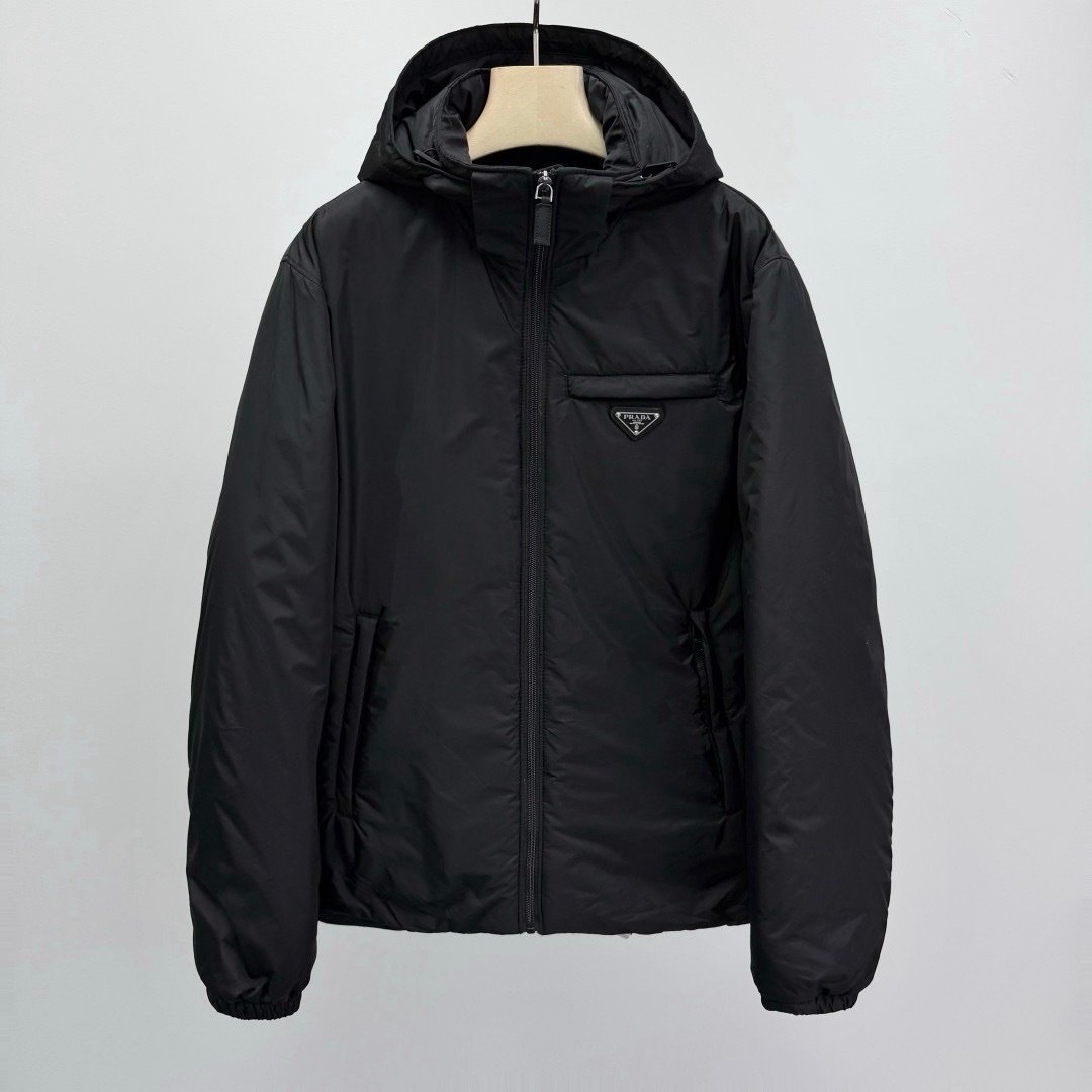 Prada Re-Nylon Puffer Jacket Black - Afbeelding 3