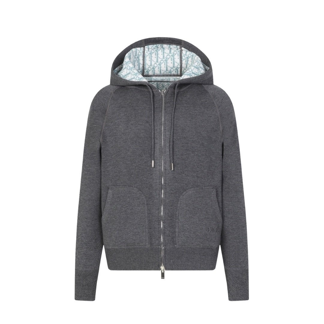 Dior Cashmere Hooded Jacket Grey