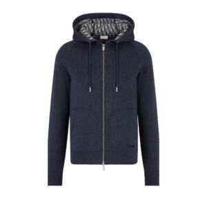 Dior Cashmere Hooded Jacket Navy  Blue