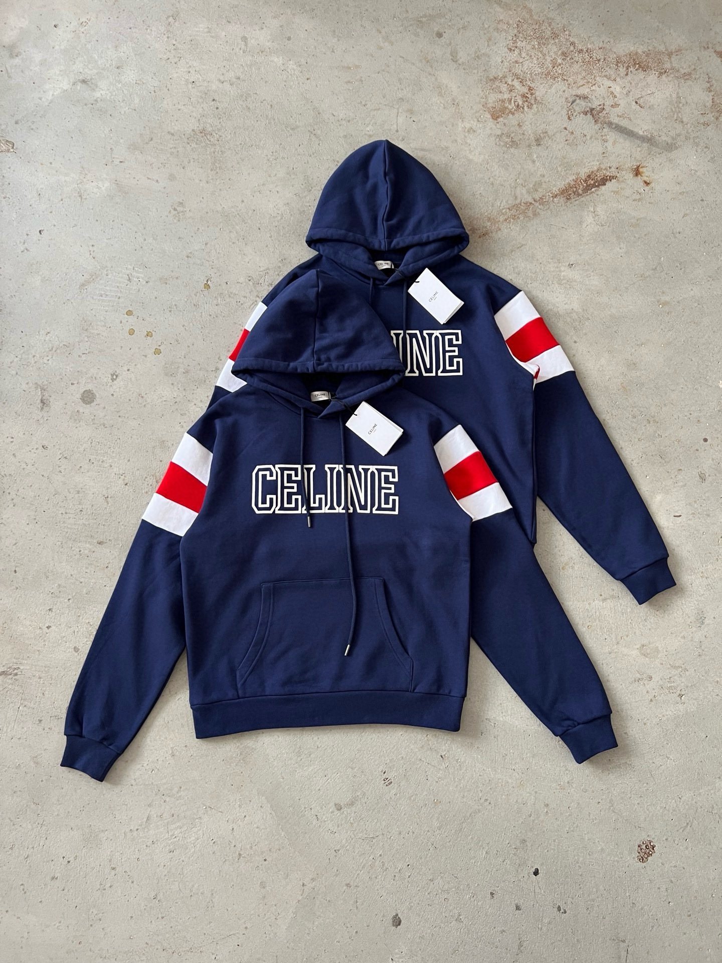 Loose Celine Hoodie In Cotton Fleece Blue - Afbeelding 2