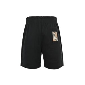 Burberry Check Label Cotton Shorts In Black