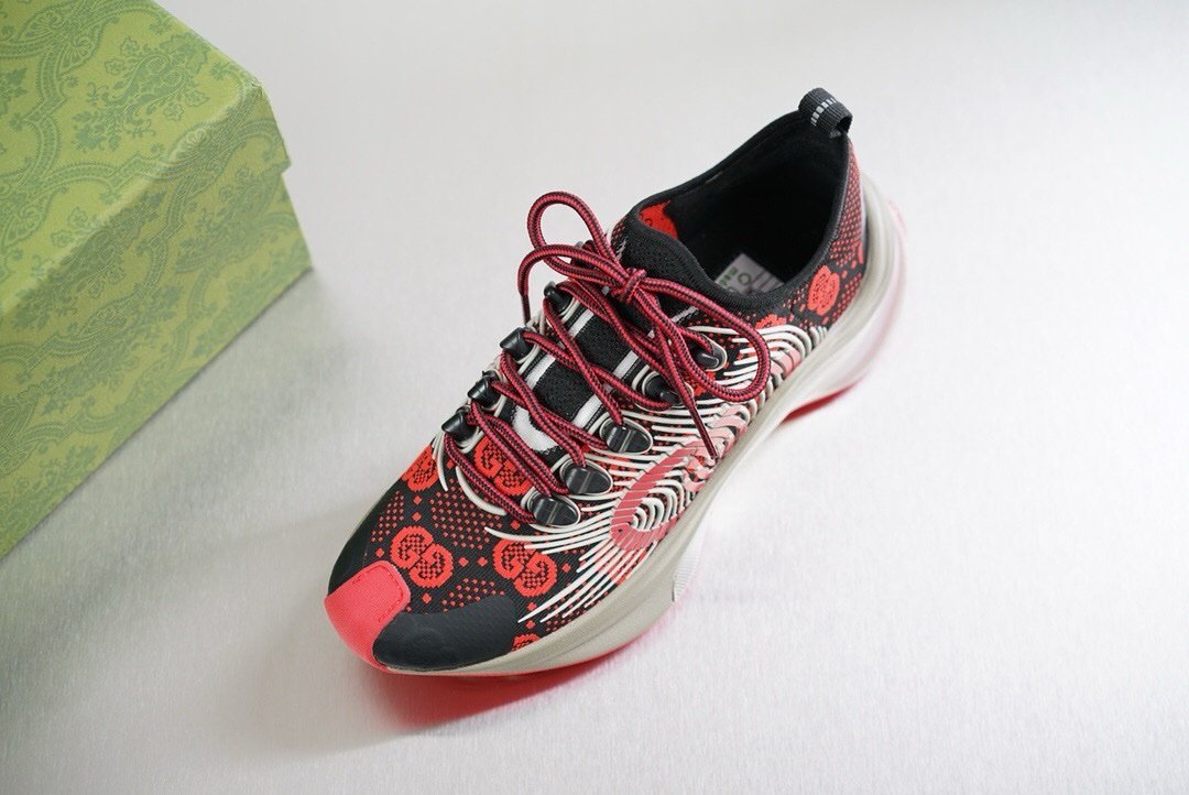 Gucci Monogram Run Sneaker Black Red - Afbeelding 4