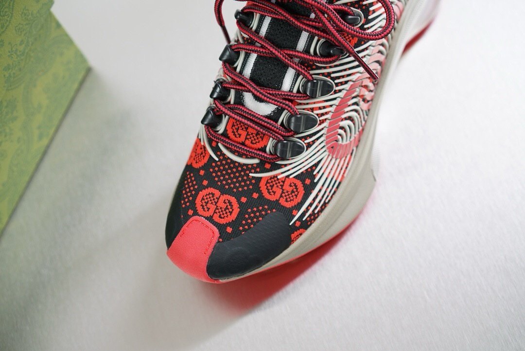 Gucci Monogram Run Sneaker Black Red - Afbeelding 6