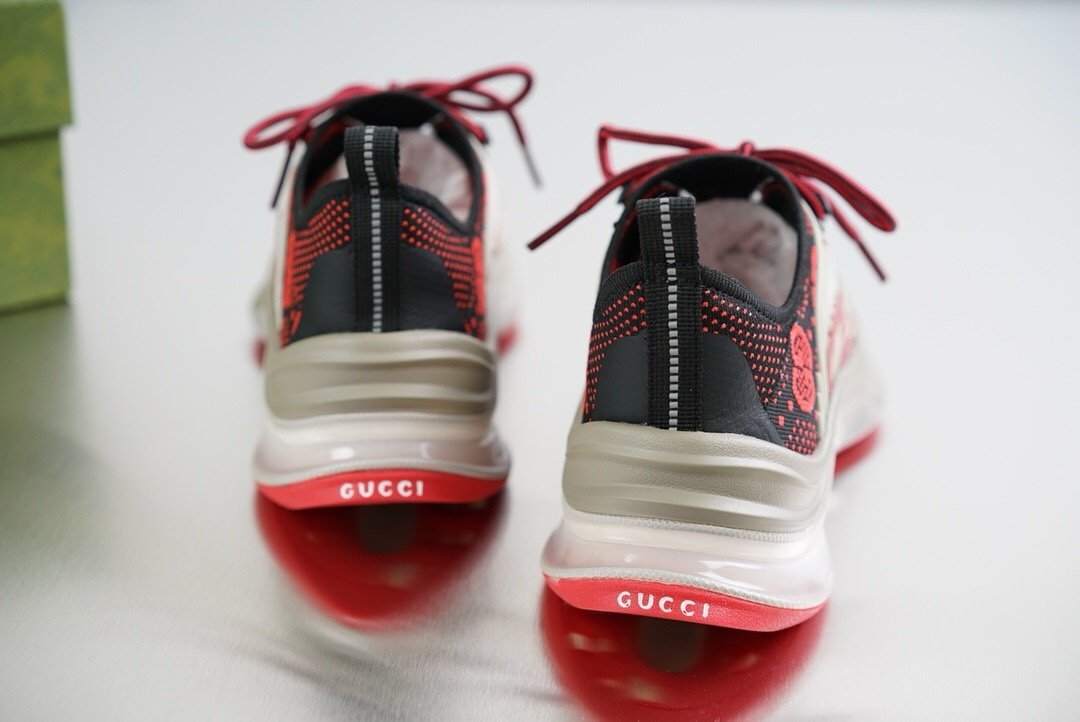 Gucci Monogram Run Sneaker Black Red - Afbeelding 7