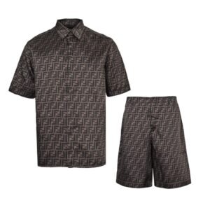 Fendi FF Motif 2-Piece Brown/Tobacco Silk Shirt