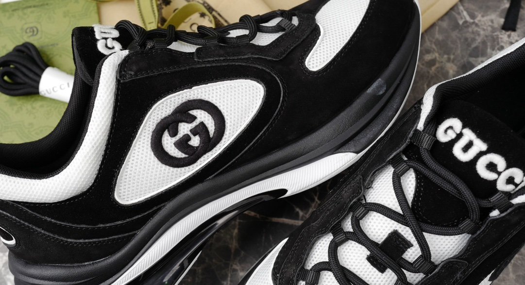 Gucci Run Sneaker Black Suede White - Afbeelding 5