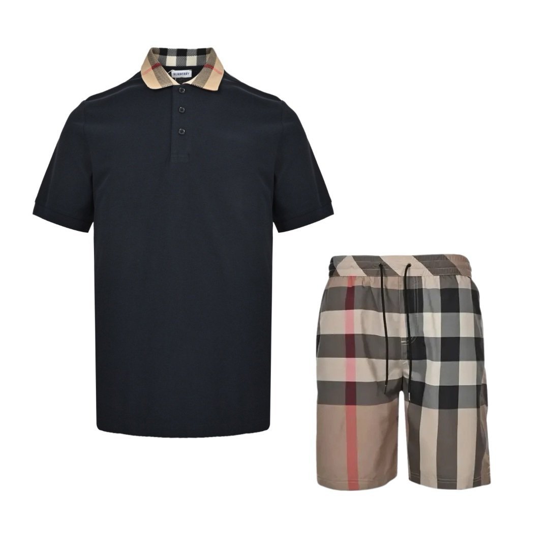 Burberry Polo 2-Piece Set In Navy/Beige