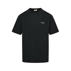 Celine Logo-Print Cotton Jersey T-Shirt In Black