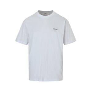 Celine Logo-Print Cotton Jersey T-Shirt In White