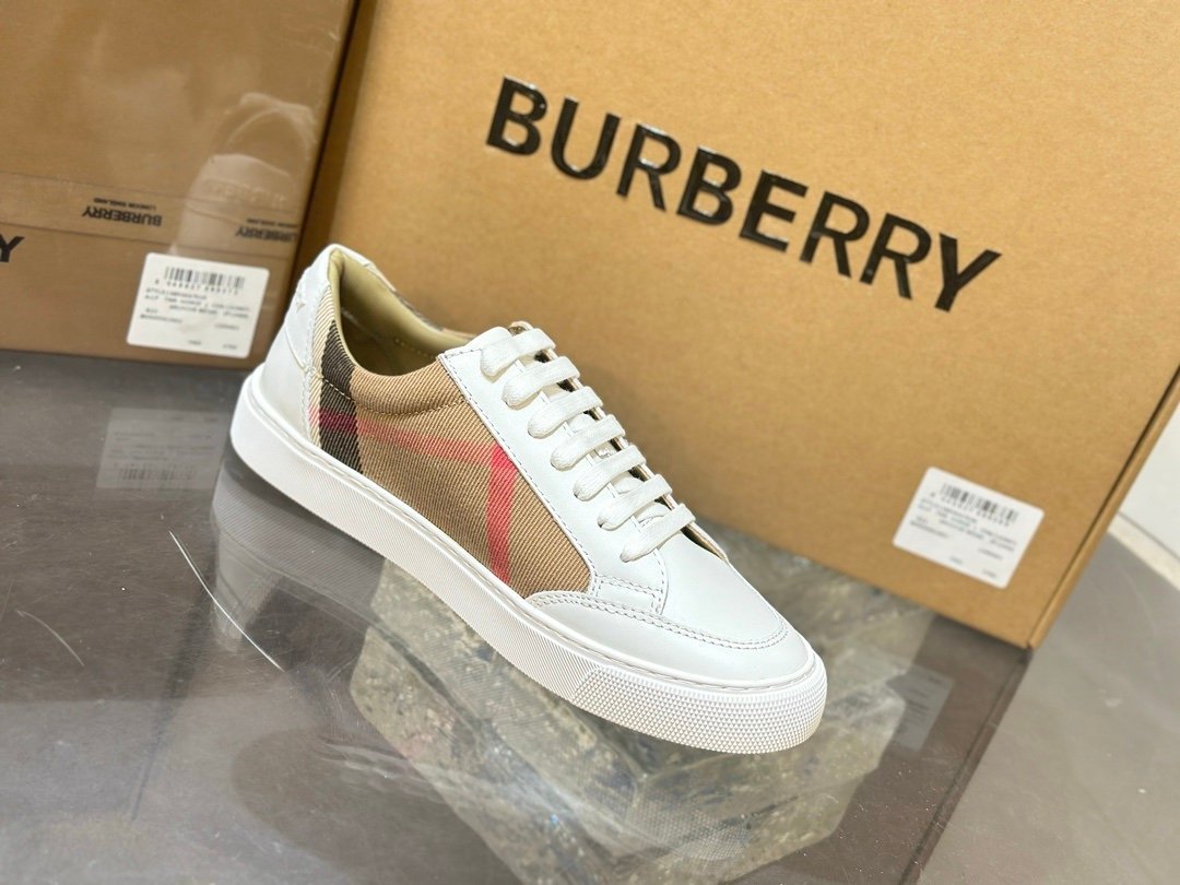 Burberry White Housecheck Canvas Sneakers - Afbeelding 2