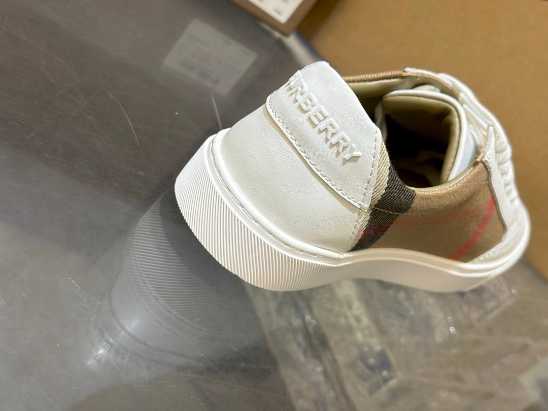 Burberry White Housecheck Canvas Sneakers - Afbeelding 9