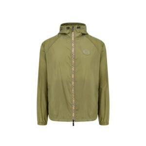 Burberry Olive Green Nylon Jacket Check-strip