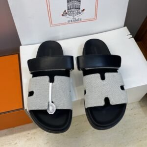 Alternative view of Hermes Chypre Prunoir / Noir Canvas Sandals