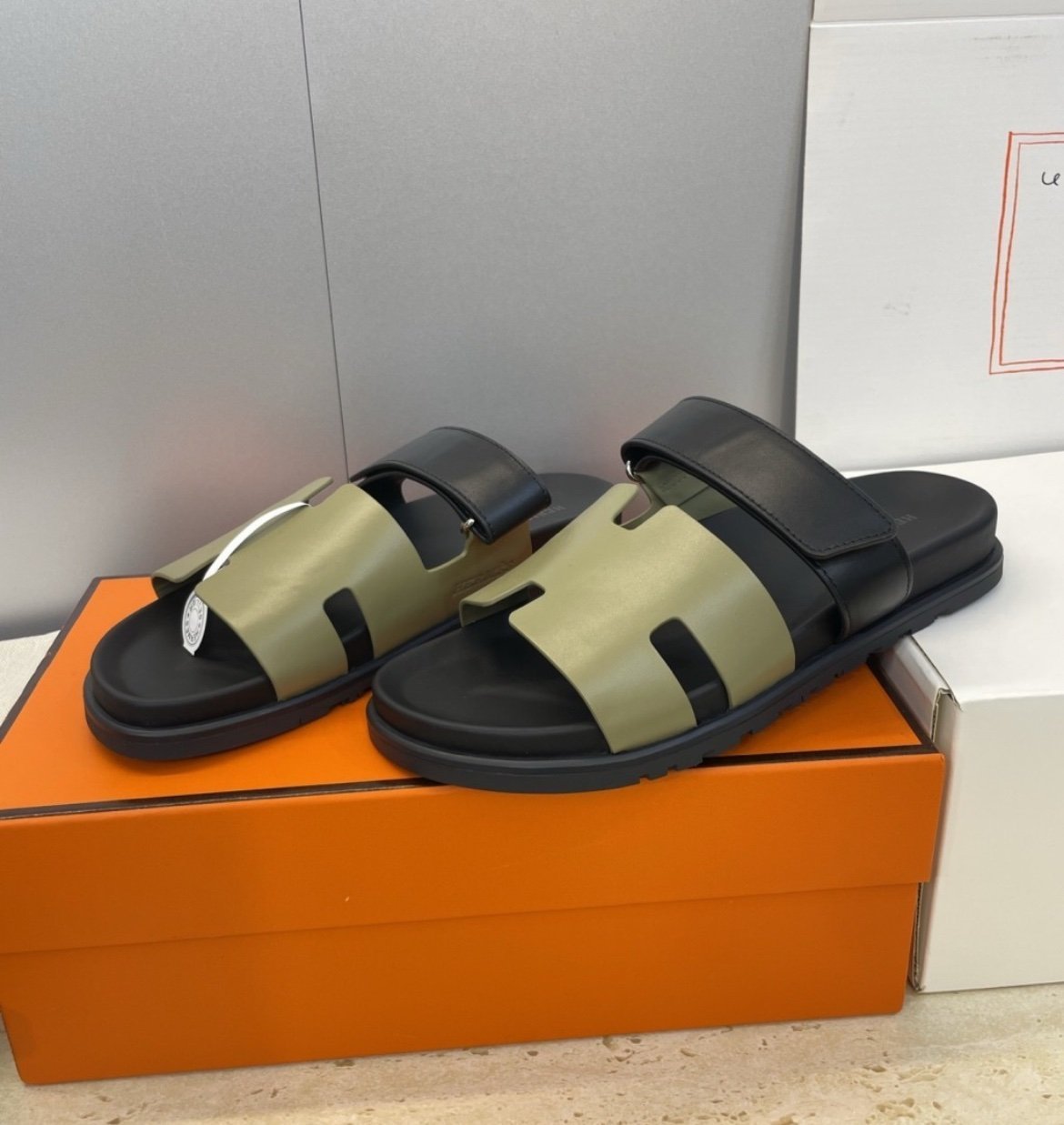 Hermes Paris Chypre Two Tone Calfskin Green/Black - Afbeelding 5