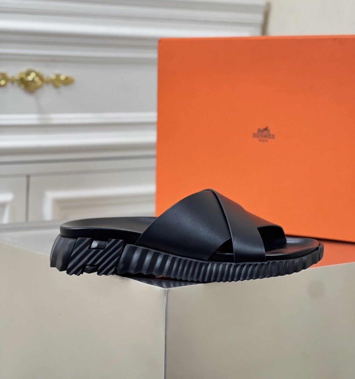 Hermes Infra Sandal H Black Leather - Afbeelding 2