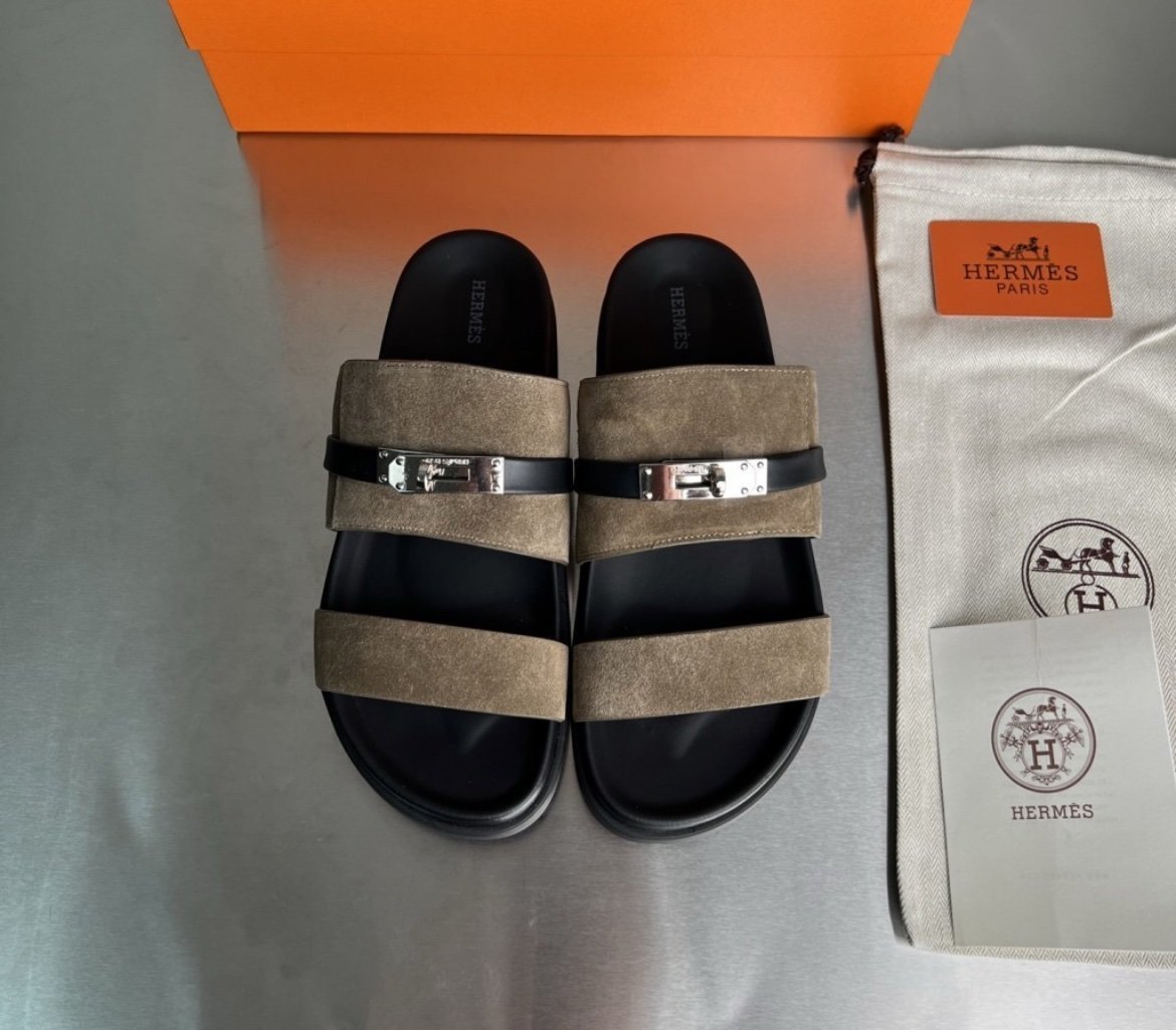 Hermes Jackson Sandal Green Suede Leather - Afbeelding 2