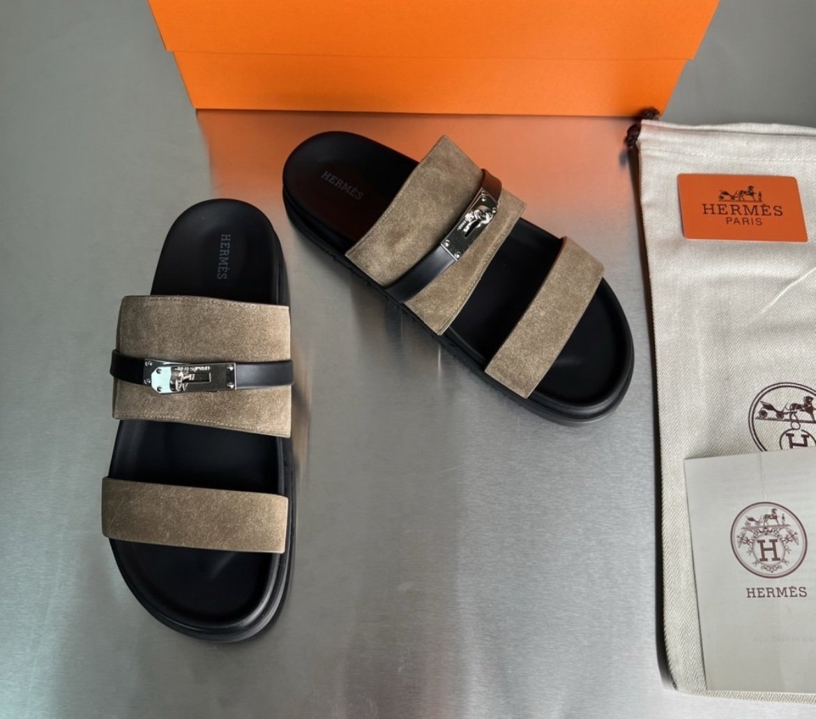 Hermes Jackson Sandal Green Suede Leather - Afbeelding 5