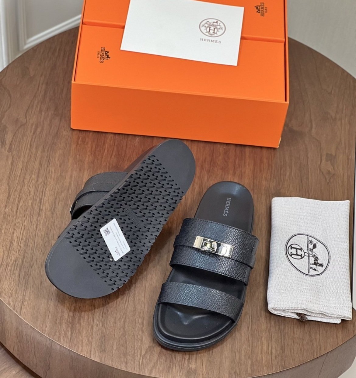 Hermes Jackson Sandal Black/Silver Leather - Afbeelding 4