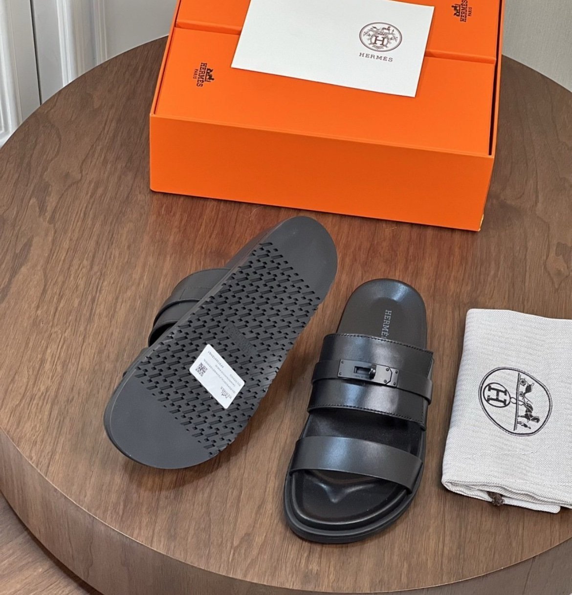 Hermes Jackson Sandal Black/Black Leather - Afbeelding 3
