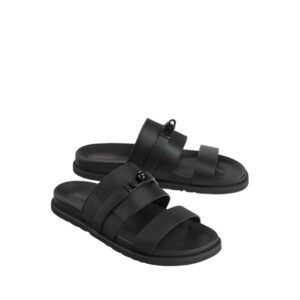 Hermes Jackson Sandal Black/Black  Leather