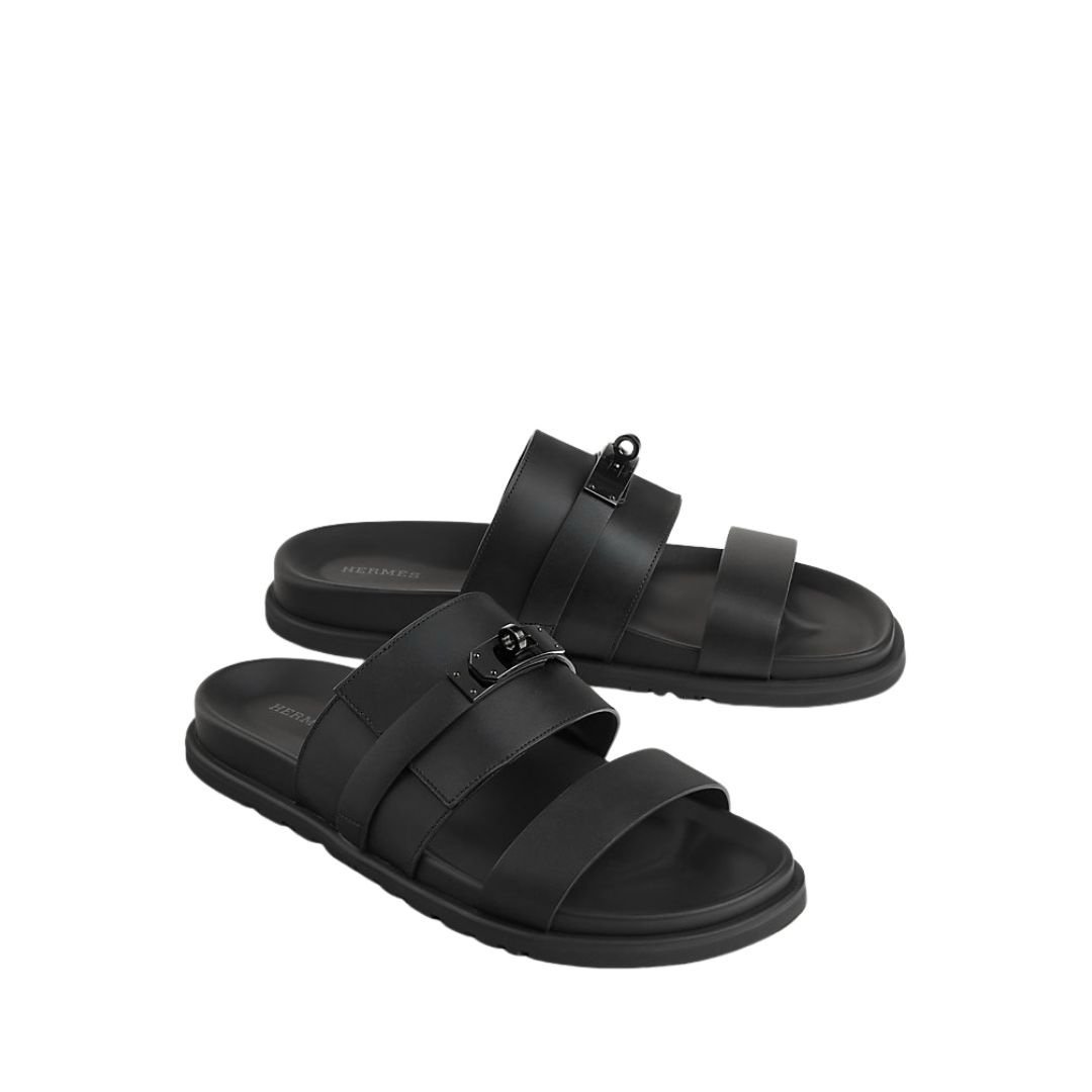 Hermes Jackson Sandal Black/Black Leather