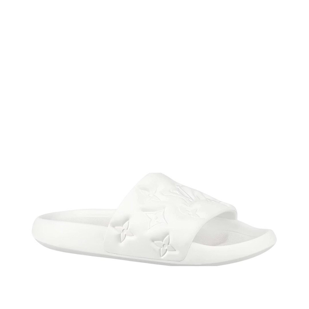 Louis Vuitton Waterfront Mule Bubble Monogram White Embossed Slides