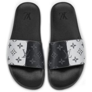 Alternative view of Louis Vuitton Black White Monogram Waterfront Slides