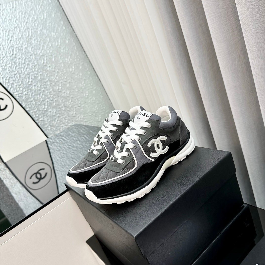 Chanel Low Top CC Trainer Black Grey White - Afbeelding 2