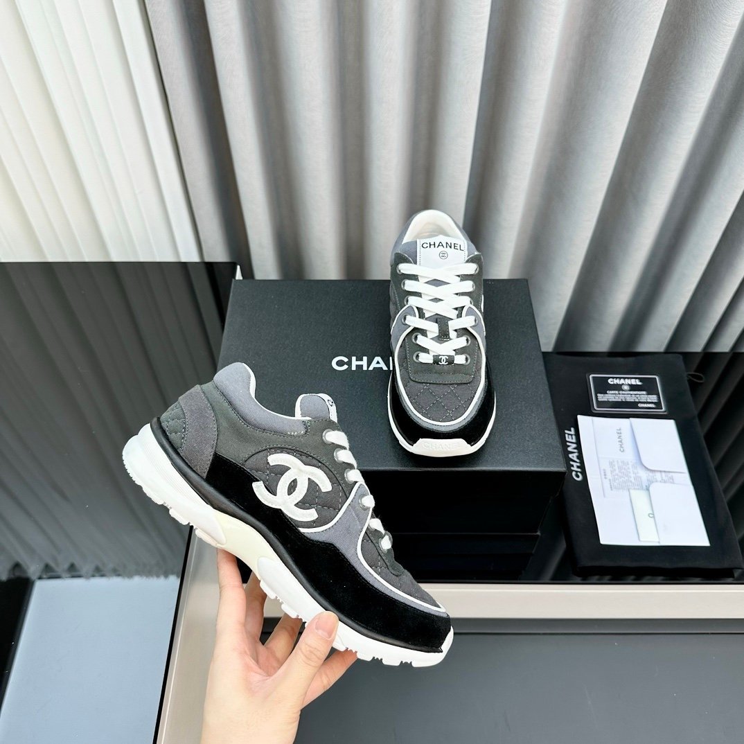 Chanel Low Top CC Trainer Black Grey White - Afbeelding 3