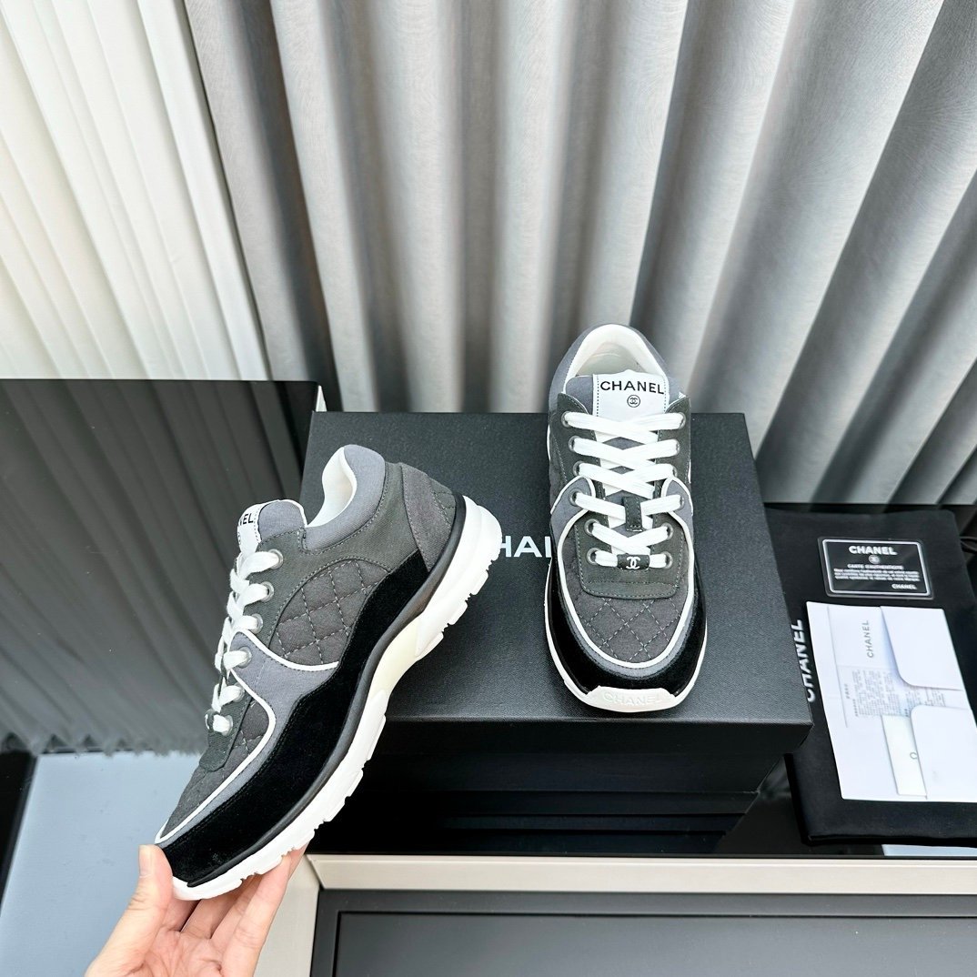 Chanel Low Top CC Trainer Black Grey White - Afbeelding 5