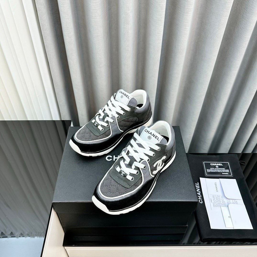 Chanel Low Top CC Trainer Black Grey White - Afbeelding 6