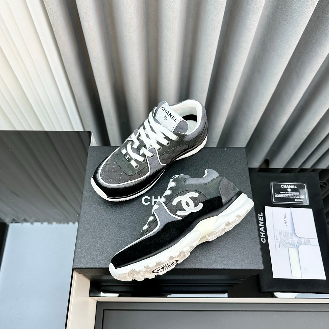 Chanel Low Top CC Trainer Black Grey White - Afbeelding 7