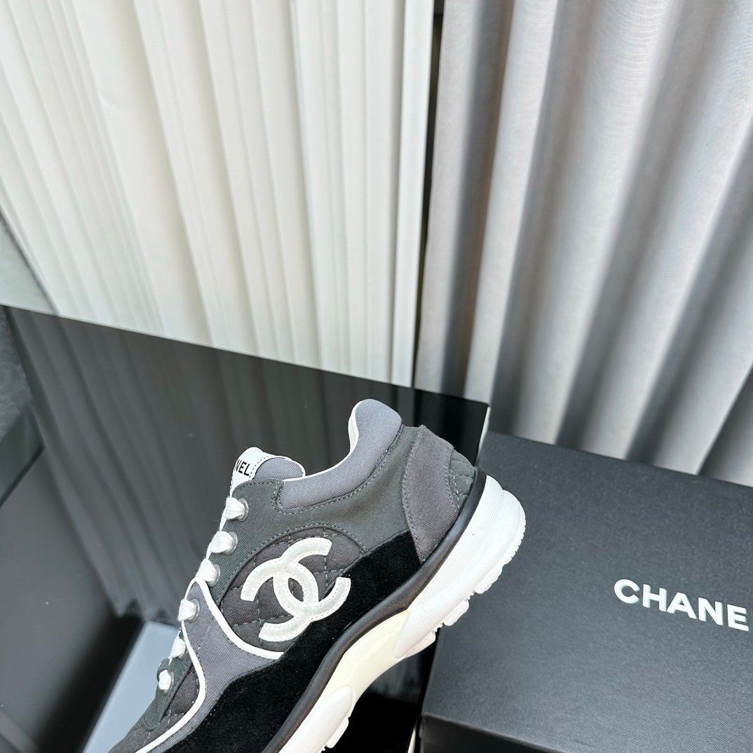 Chanel Low Top CC Trainer Black Grey White - Afbeelding 9