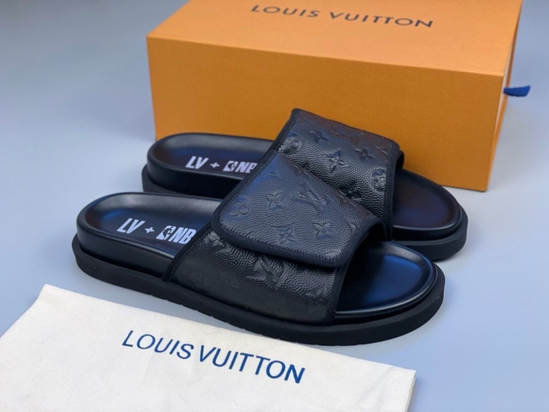 Louis Vuitton x NBA Monogram Leather Black Slides - Afbeelding 2