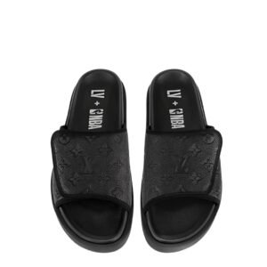 Louis Vuitton x NBA Monogram Leather Black Slides