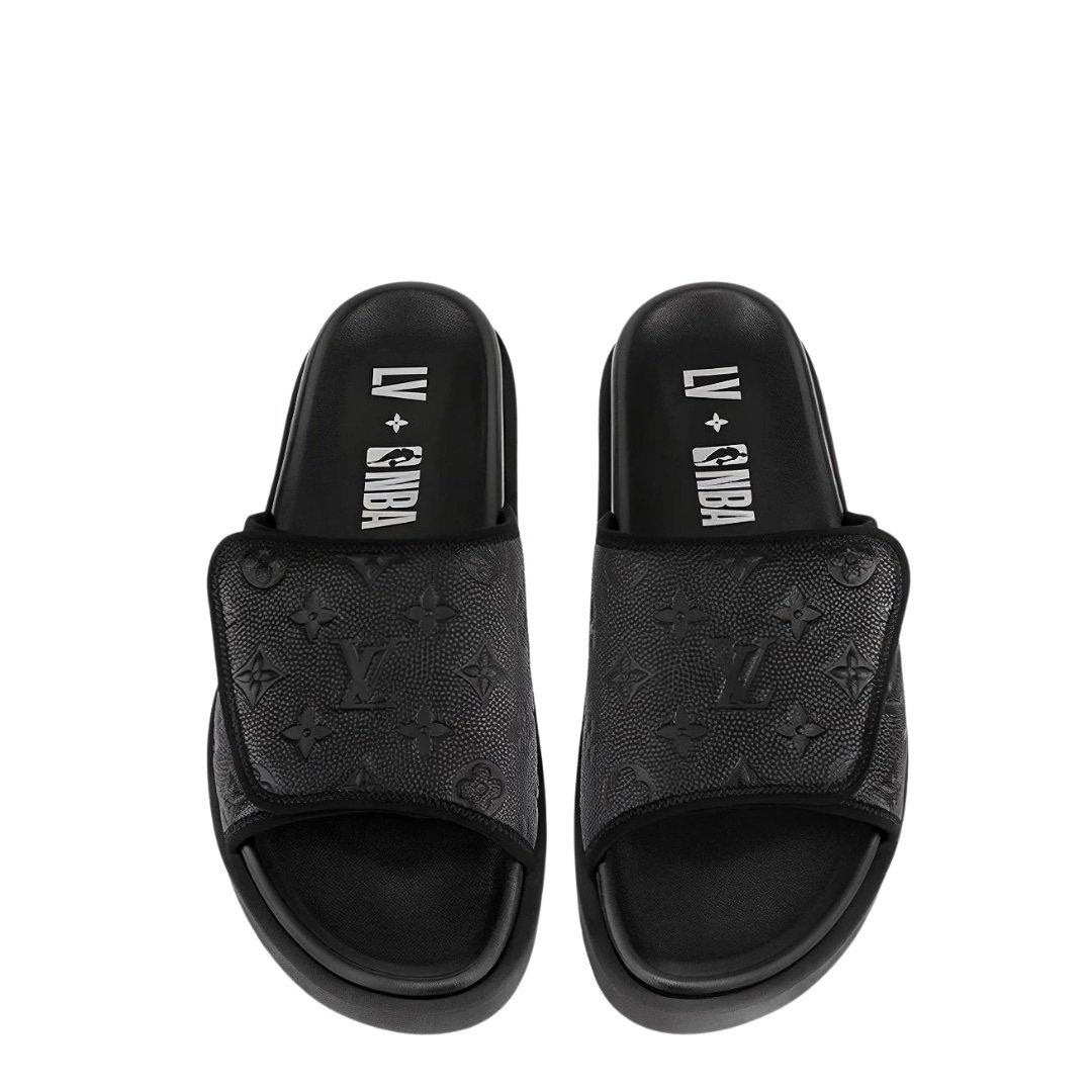 Louis Vuitton x NBA Monogram Leather Black Slides