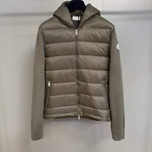Alternative view of Moncler Padded Wool Knit Zip Up Jacket In Green